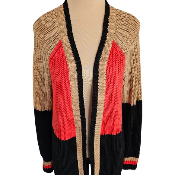 One Grey Day Dakota Open Front Color Block Cardigan Sz L - Picture 3 of 9